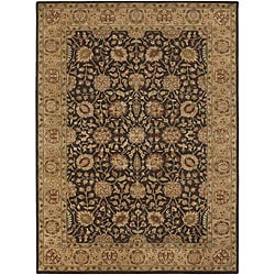 Traditional Hand Knotted Mandara Brown Wool Rug (7'9 x 10'6) Mandara 7x9   10x14 Rugs