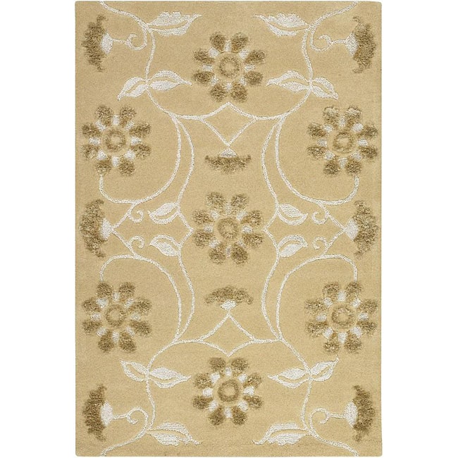 Hand tufted Mandara Tan New Zealand Wool Rug (2 X 3)