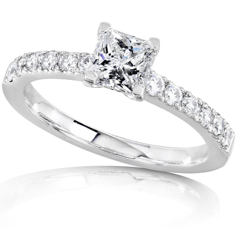 Annello by Kobelli 14k White Gold 3/4ct TDW Princess Diamond Engagement Ring