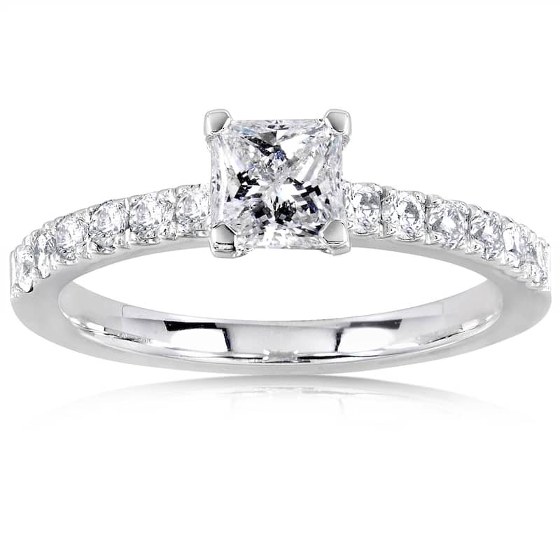 Annello by Kobelli 14k White Gold 3/4ct TDW Princess Diamond Engagement Ring