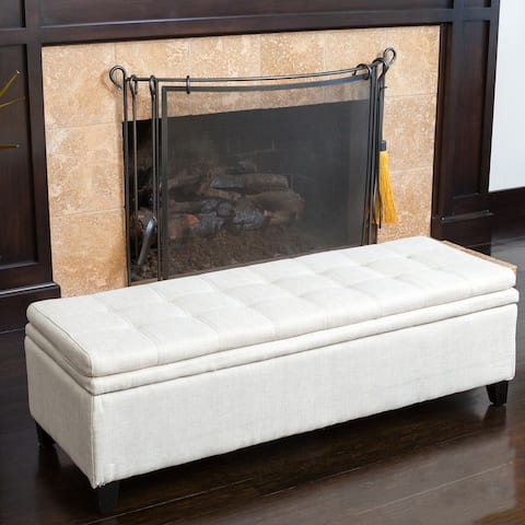 Brighton Tufted Linen Storage Bench by Christopher Knight Home