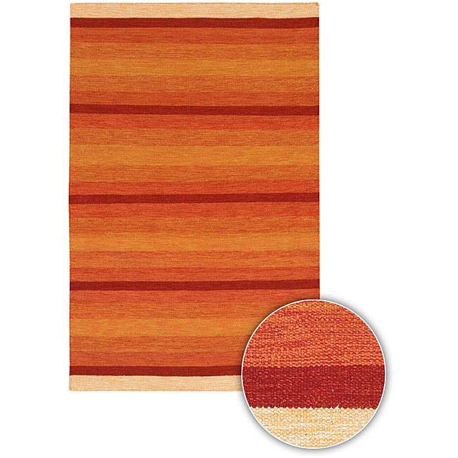 Hand-woven Flat-weave Mandara Wool Rug (5'9 Round)