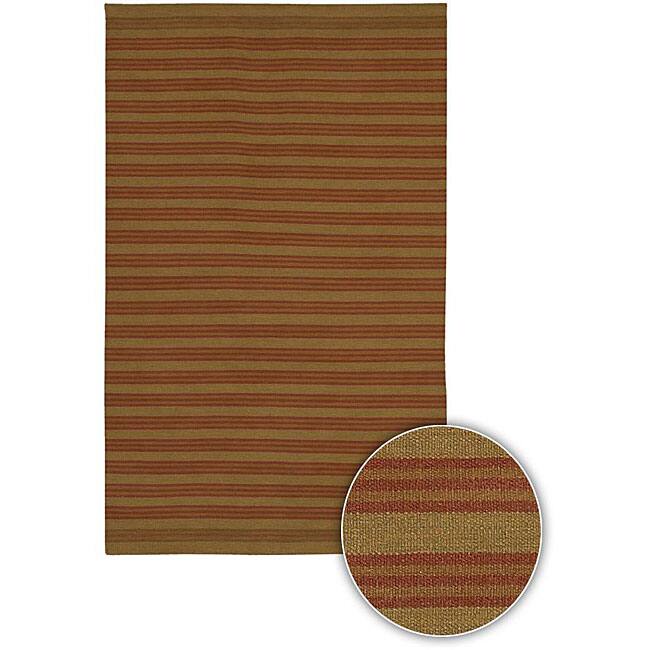 Hand-woven Mandara Brown Wool Rug (7'9 Square)