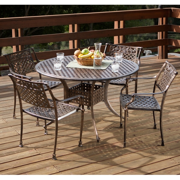 Shop Sebastian Cast Aluminum Copper Outdoor Dining Set by Christopher ...