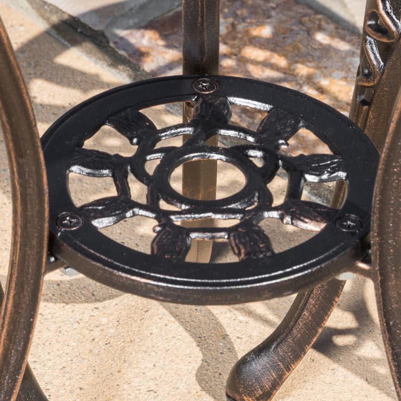 Nassau Outdoor Vintage Style Cast Aluminum Bistro Set with Tulips by Christopher Knight Home