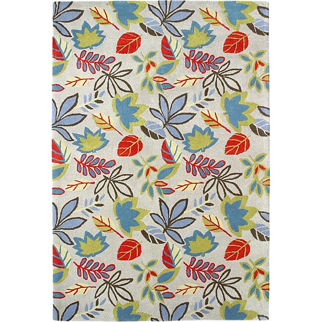 Aurora Autumn Leaves Steel Grey Wool Rug (8' x 11') Free Shipping