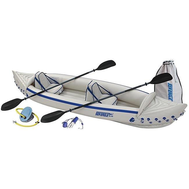 Se370 Pro Inflatable Kayak (38 mil PolyKrylor (K80 PVC)Seam High frequency weldedFloor Inflatable I beam construction Air valves Three deluxe one wayInflation and assembly time 8 minutesInterior 10 feet 8 inches long x 1 foot 1 inch wideExterior 12 