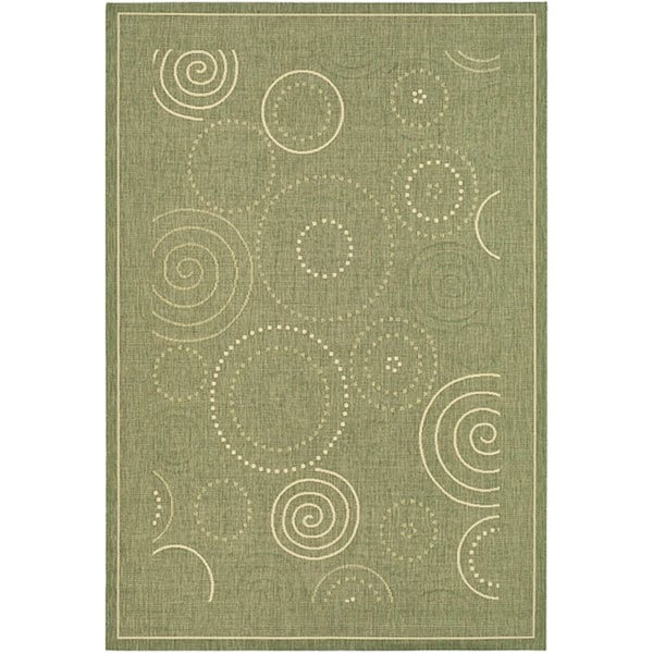Safavieh Ocean Swirls Olive Green/ Natural Indoor/ Outdoor Rug - 8' x 11'