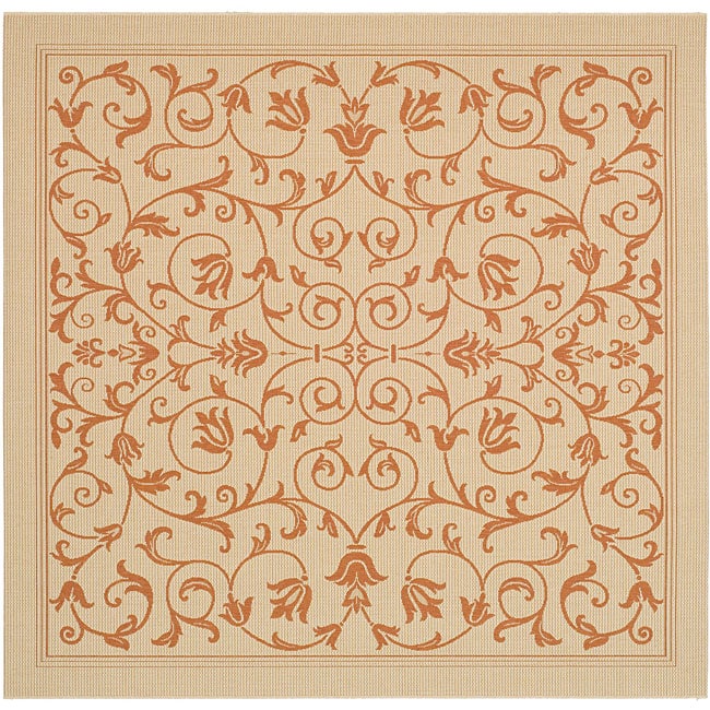 Indoor/ Outdoor Resorts Natural/ Terracotta Rug (710 Square)