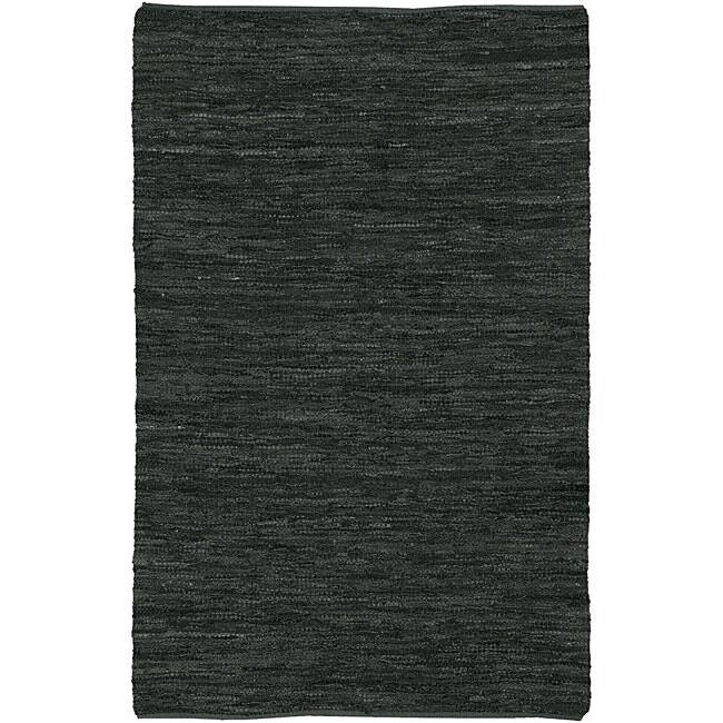 Artist's Loom Hand-woven Casual Reversible Natural Eco-friendly Leather Rug (5'x7'6) - 5' x 7'6