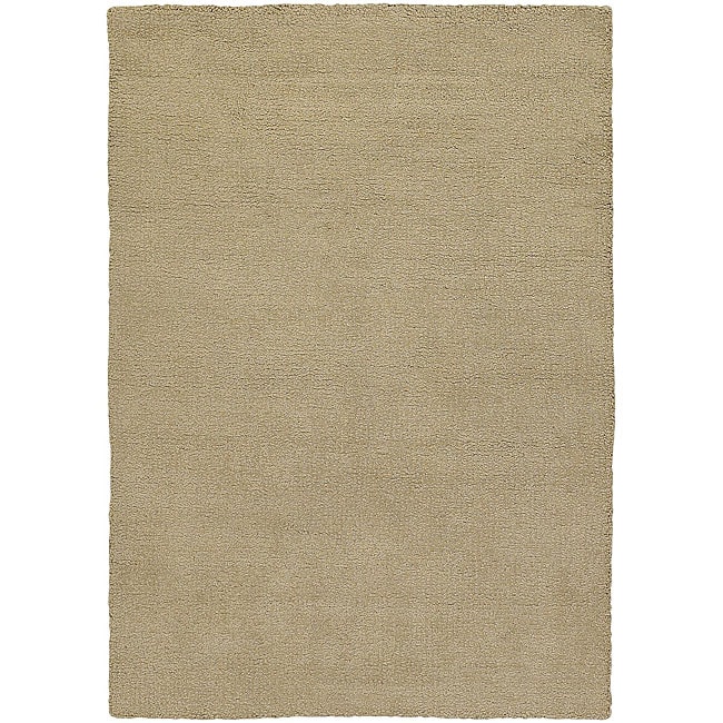 Hand woven Mandara Beige Wool Shag Rug (16 X 23