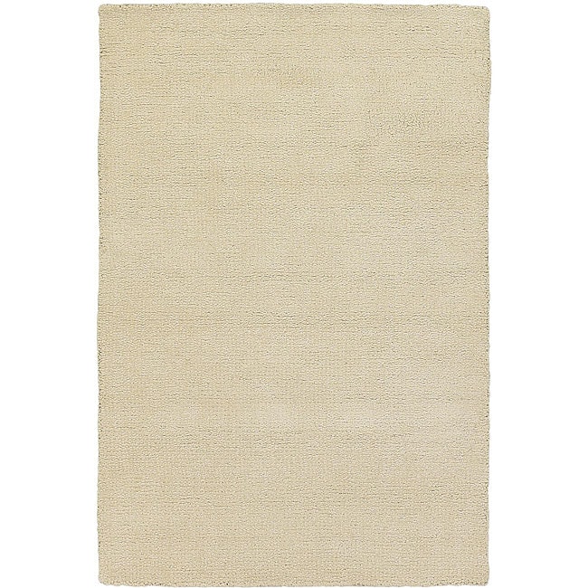 Hand woven Mandara White New Zealand Wool Shag Rug (2 X 3)