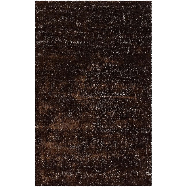 Hand woven Mandara Brown/ Green Shag Rug (5 X 8)