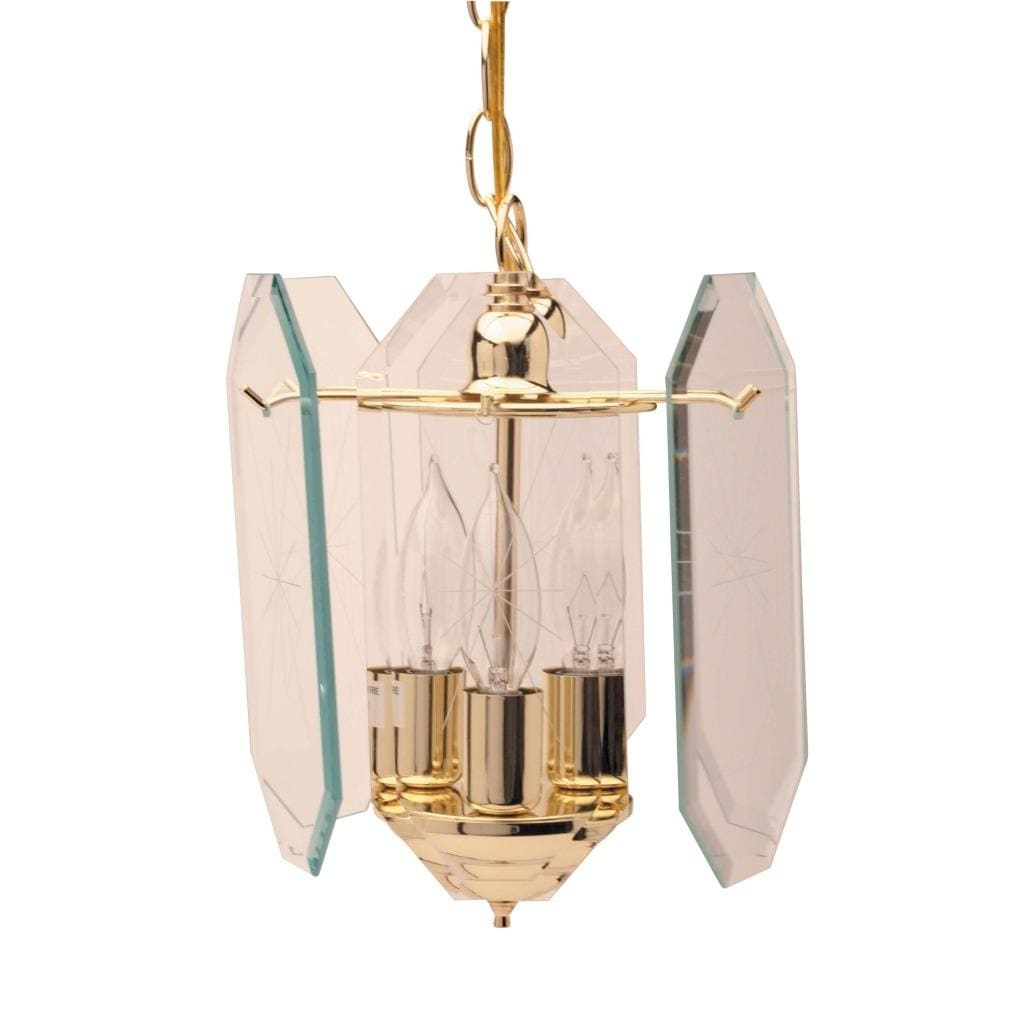 Polished Brass 3 light Clear Glass Pendant Chandeliers & Pendants