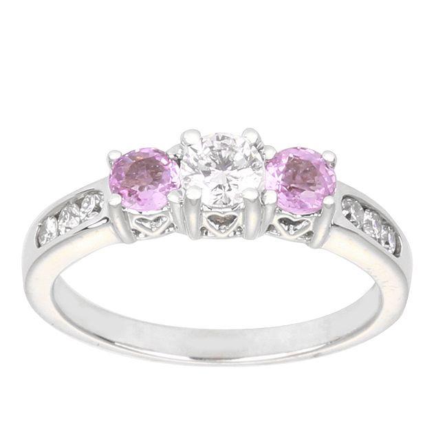 14k White Gold 1/2ct TDW Diamond and Pink Sapphire Anniversary Ring (H
