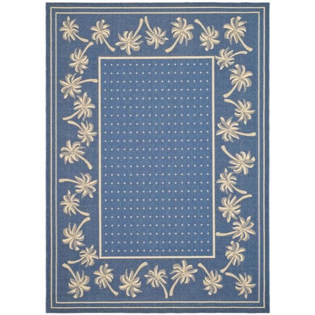 Indoor/ Outdoor Blue/ Ivory Polypropylene Rug (67 X 96)