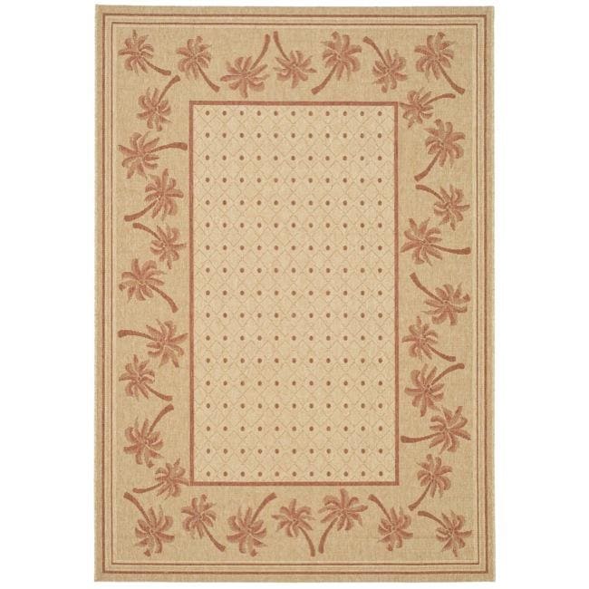 Safavieh Courtyard Palm Tree Ivory/ Rust Indoor/ Outdoor Rug - 5'3 x 7'7