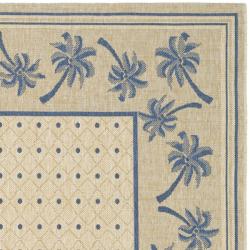 Indoor/ Outdoor Ivory/ Blue Rug (4' x 5'7) Safavieh 3x5   4x6 Rugs