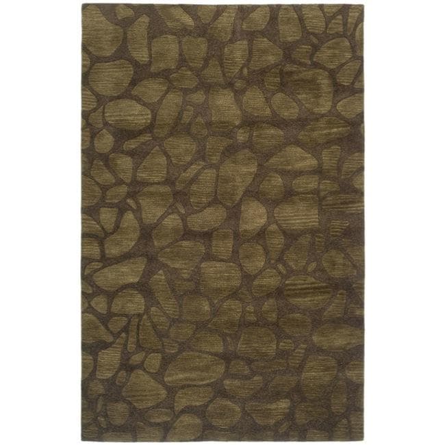 Handmade Soho Pebbles Brown New Zealand Wool Rug (76 X 96)