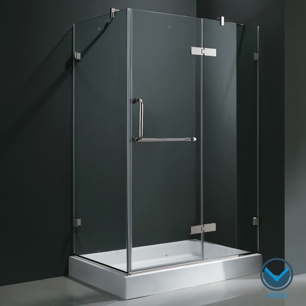 Vigo Frameless Clear Shower Enclosure and Right Base (32 x 40) Vigo Shower Doors
