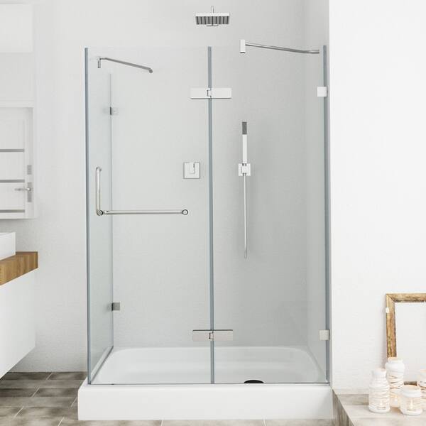 Shop Vigo Frameless Clear Shower Enclosure And Right Base 32 X 48