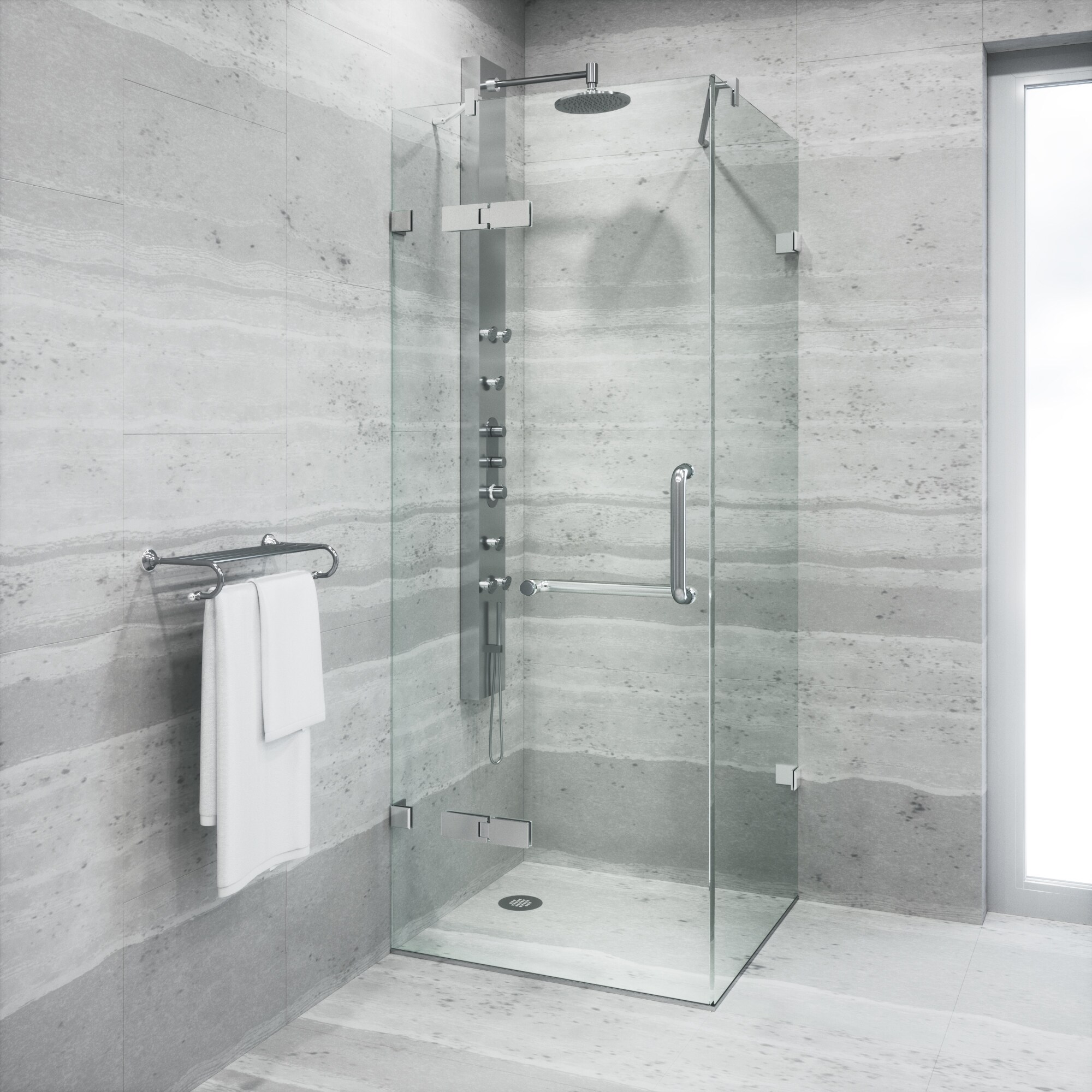 Shop Vigo Frameless Clear Tempered Glass Shower Enclosure 36 X