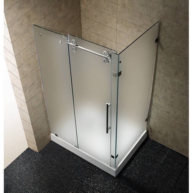 VIGO 36 x 48 Frameless 3/8" Frosted Left Shower Enclosure with Base