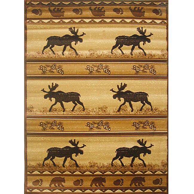 Lodge Moose Natural Area Rug (5x8)