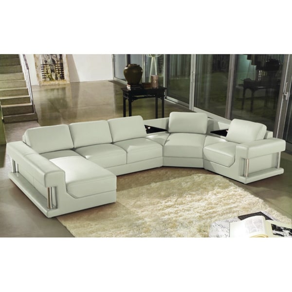 White Leather Sectional - 12700302 - Overstock.com Shopping - Big ...