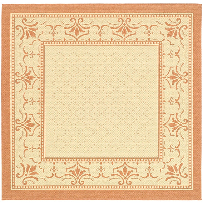 Indoor/ Outdoor Royal Natural/ Terracotta Rug (67 Square)