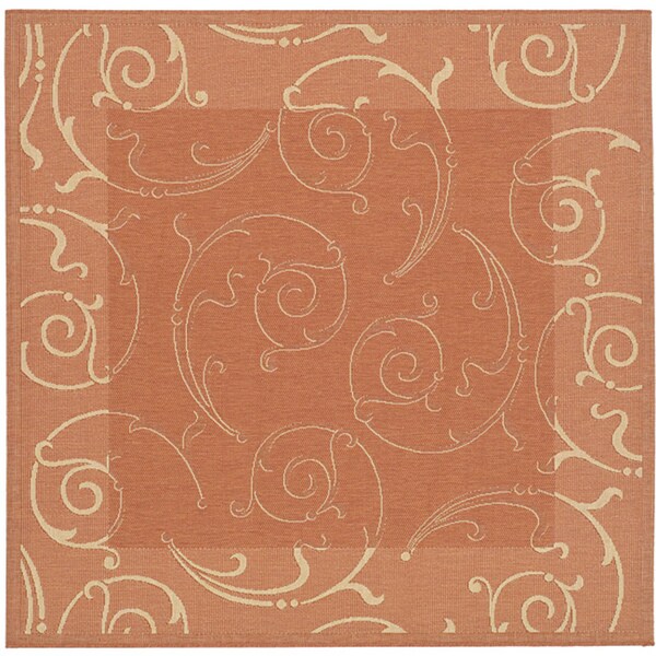 Safavieh Oasis Scrollwork Terracotta Natural Indoor Outdoor Safavieh Oasis Scrollwork Terracotta Natural Indoor Outdoor Rug 6 X27 7