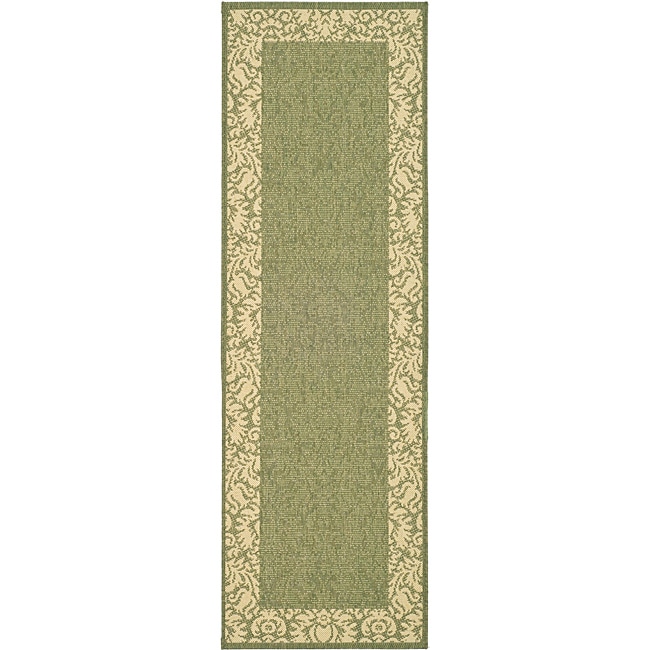 Indoor/ Outdoor Kaii Olive/ Natural Runner (24 X 911)