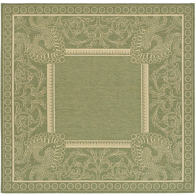 Indoor/ Outdoor Abaco Olive/ Natural Rug (67 Square)