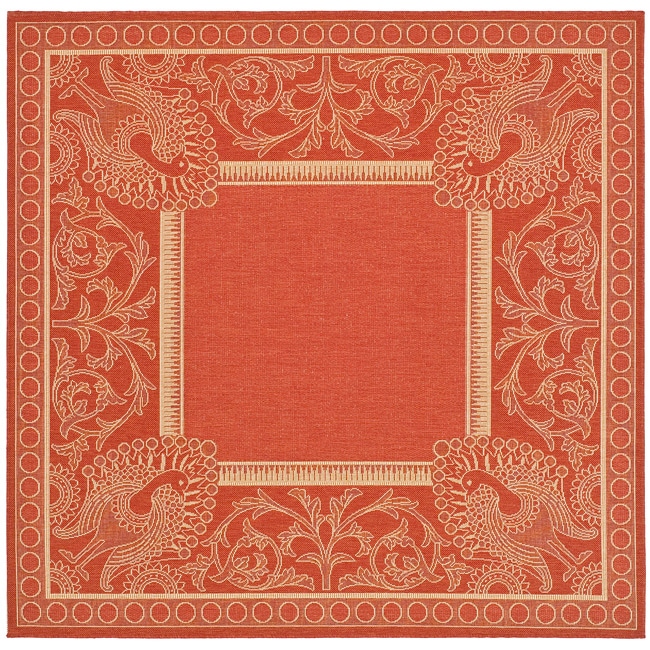 Indoor/ Outdoor Abaco Red/ Natural Rug (67 Square)