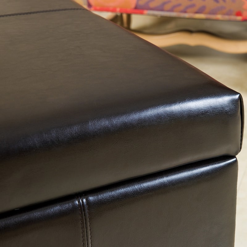 Forrester Espresso Bonded Leather Square Storage Ottoman by Christopher Knight Home