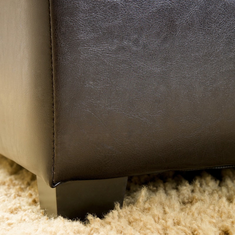 Forrester Espresso Bonded Leather Square Storage Ottoman by Christopher Knight Home