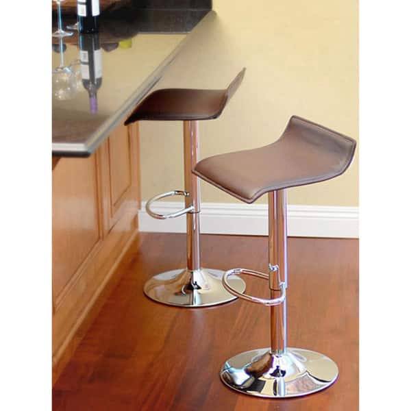 Shop Klein Brown Leather Bar Stools Set Of 2 Free Shipping