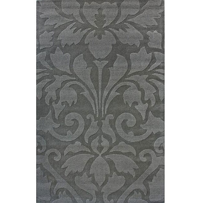 Nuloom Handmade Neutrals And Textures Damask Grey Wool Rug (8 X 11)