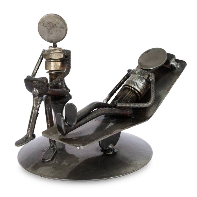 NOVICA Handmade Rustic Psychotherapist Iron Statuette (Mexico)