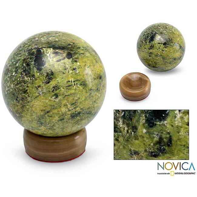 Serpentine 'Living Planet' Sphere Sculpture ,