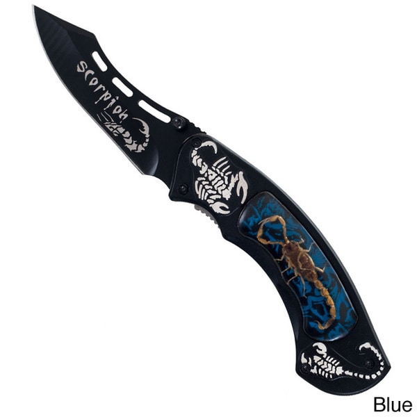 Midnight Scorpion Collector Knife with Real Scorpion