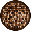Hand-tufted Brown Multi Colored Circles Contemporary Spirit Wool Abstract Rug (7'9 Round)