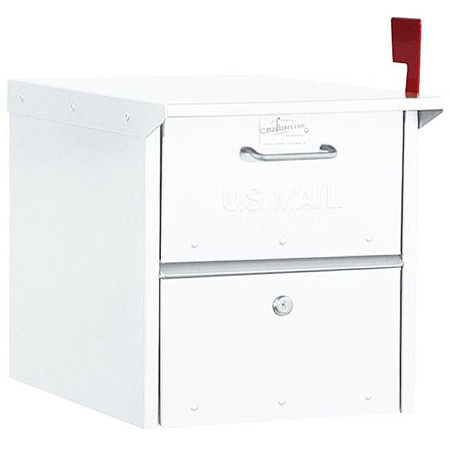 Salsbury White Roadside Mailbox (White4300 seriesOutgoing mail trayLock on each doorTwo keys (doors are keyed alike) )