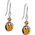 Lola's Jewelry Silver November Birthstone Amber Crystal Earrings
