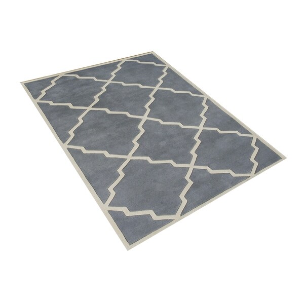 Alliyah Handmade Bluish-Grey New Zealand Blend Wool Rug - 5' x 8'