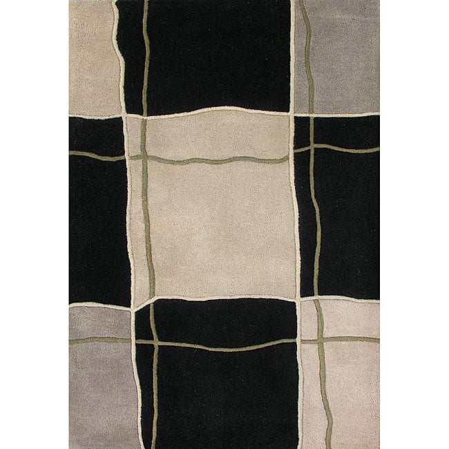 Alliyah Handmade Black/ Grey New Zealand Blend Wool Rug - 8' x 10'
