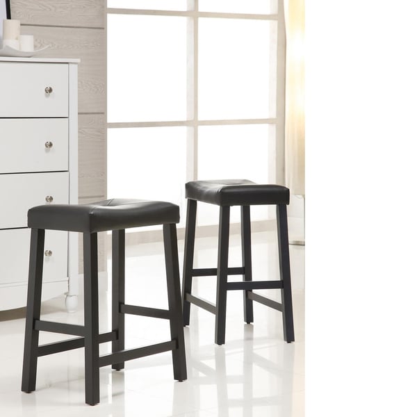 TRIBECCA HOME Nova Black Saddle Cushioned Seat 29 inch Bar Stools (Set