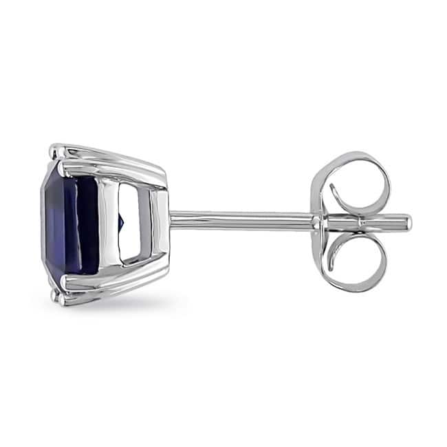 Miadora 10k White Gold Created Sapphire Earrings