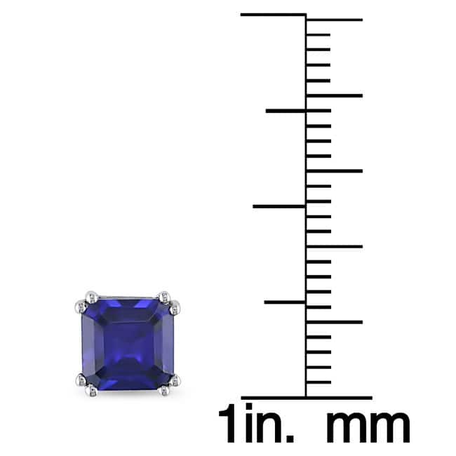 Miadora 10k White Gold Created Sapphire Earrings