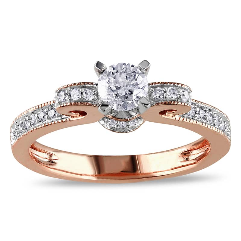 Miadora 14k Rose Gold 1/2ct TDW Diamond Bow Engagement Ring